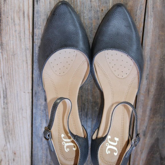 Journee Collection Bettie Tru Comfort ALMOND Toe Mid Heel Pumps Grey 9 NWOB - Picture 4 of 14